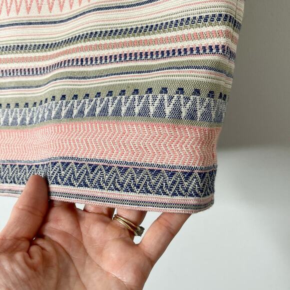 Loft Women's Mini A-Line Skirt 2 Textured Tapestry Striped Pink & Blue Lined - Picture 2 of 6